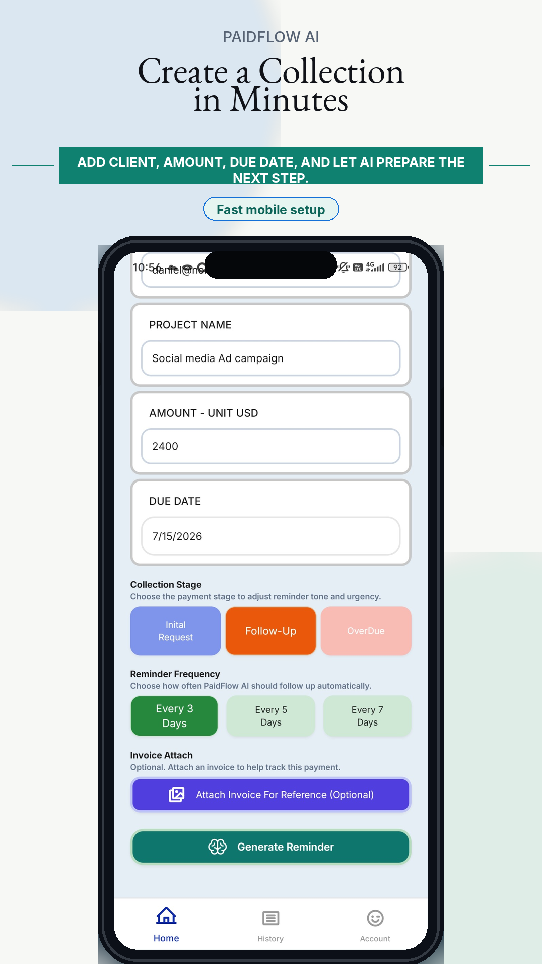 PaidFlow AI create collection case screenshot
